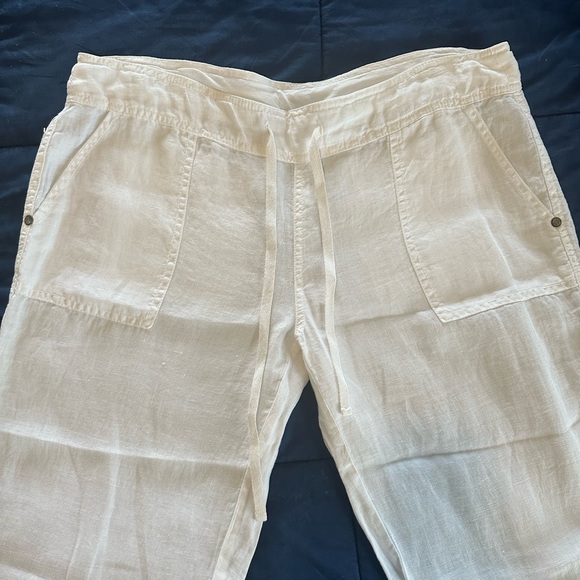 Michael Stars White Linen Drawstring Waist Pants (M) - Picture 3 of 7